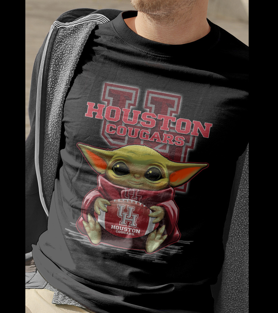 Houston Cougars Baby Yoda Football Fan T-Shirt