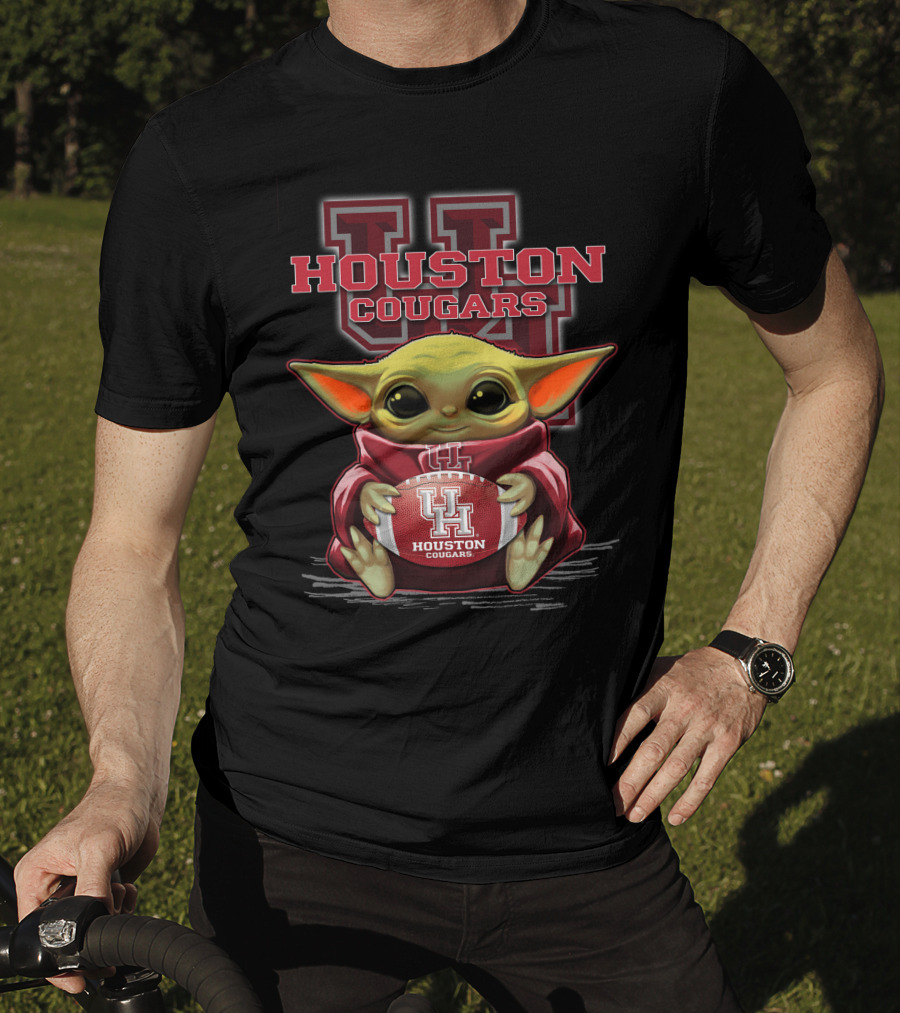 Houston Cougars Baby Yoda Football Fan T-Shirt
