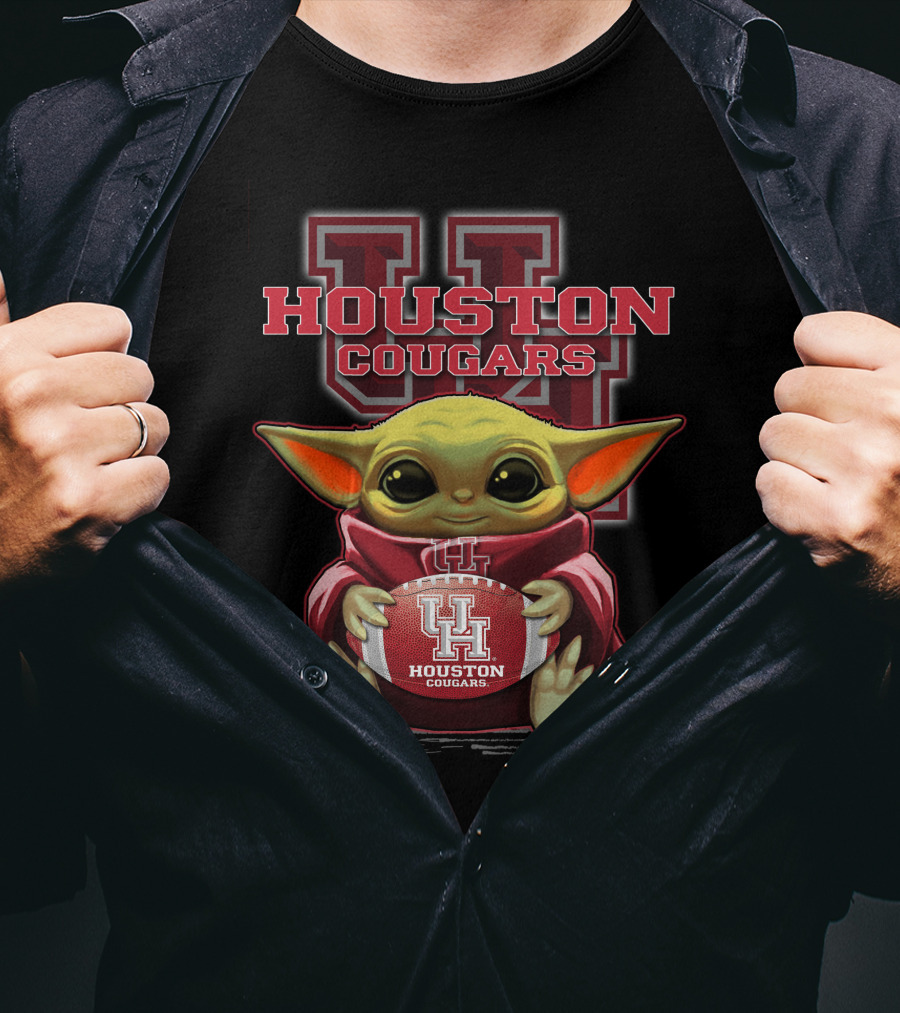 Houston Cougars Baby Yoda Football Fan T-Shirt
