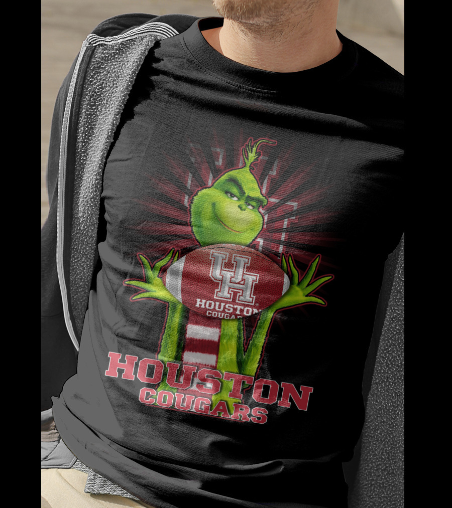 Grinch Holding Football Houston Cougars UH T-Shirt