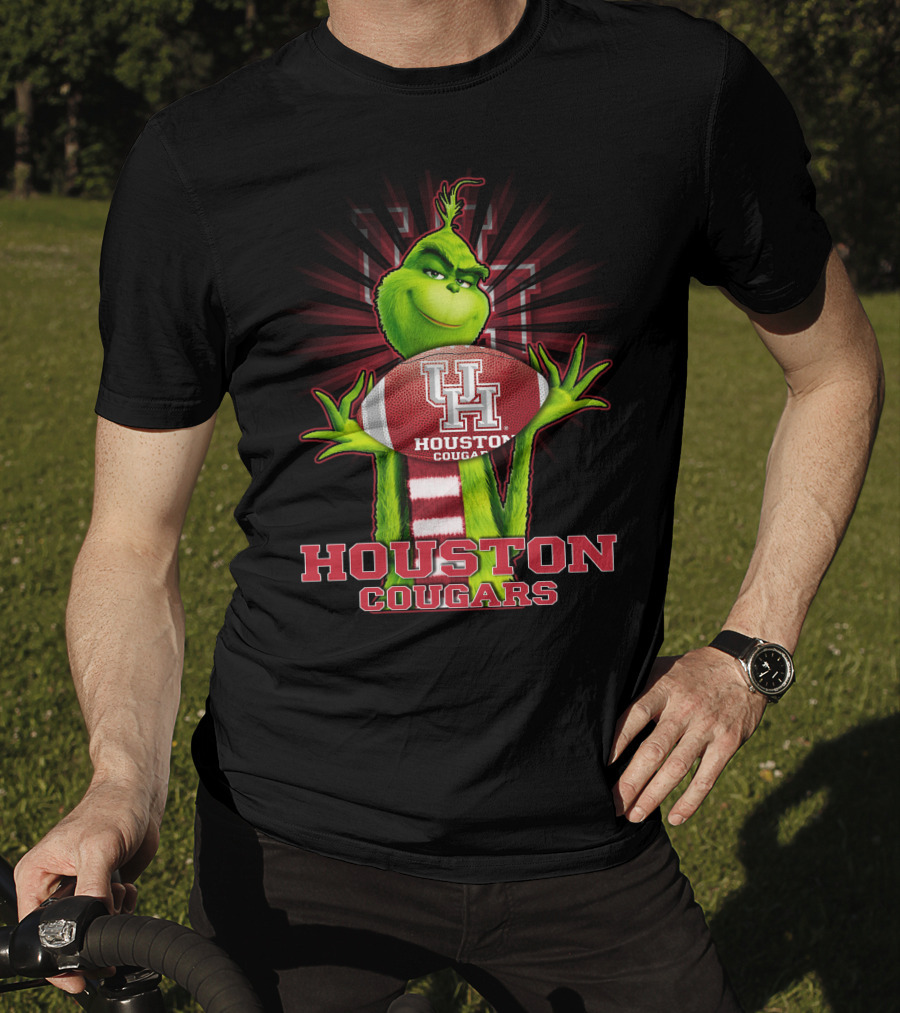Grinch Holding Football Houston Cougars UH T-Shirt