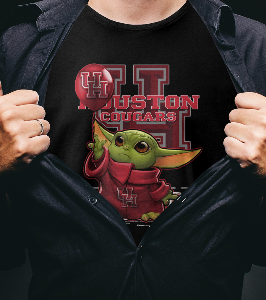 UH Houston Cougars Baby Yoda Football Balloon T-Shirt