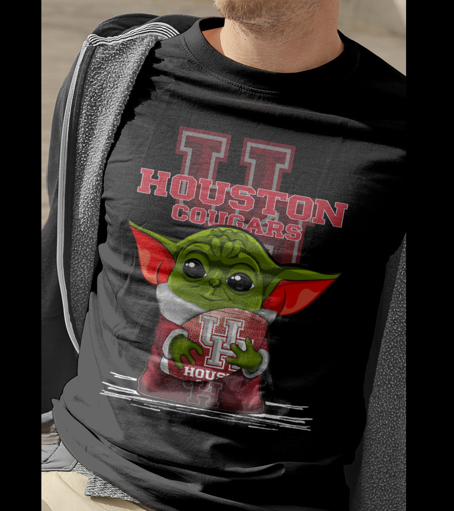 Houston Cougars Yoda Holding Football T-Shirt