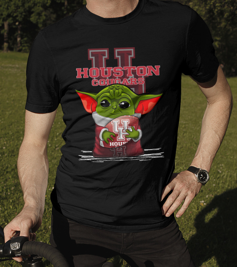 Houston Cougars Yoda Holding Football T-Shirt
