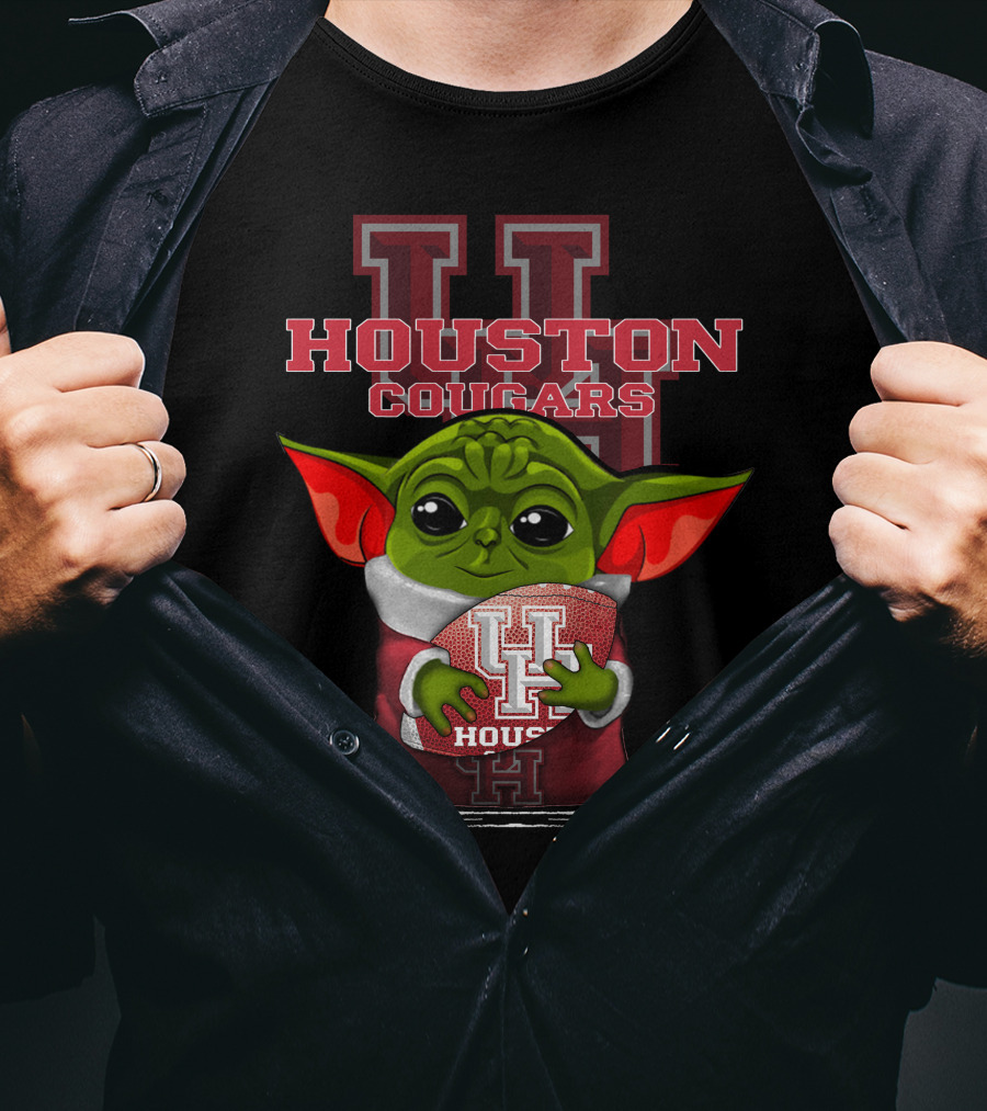 Houston Cougars Yoda Holding Football T-Shirt