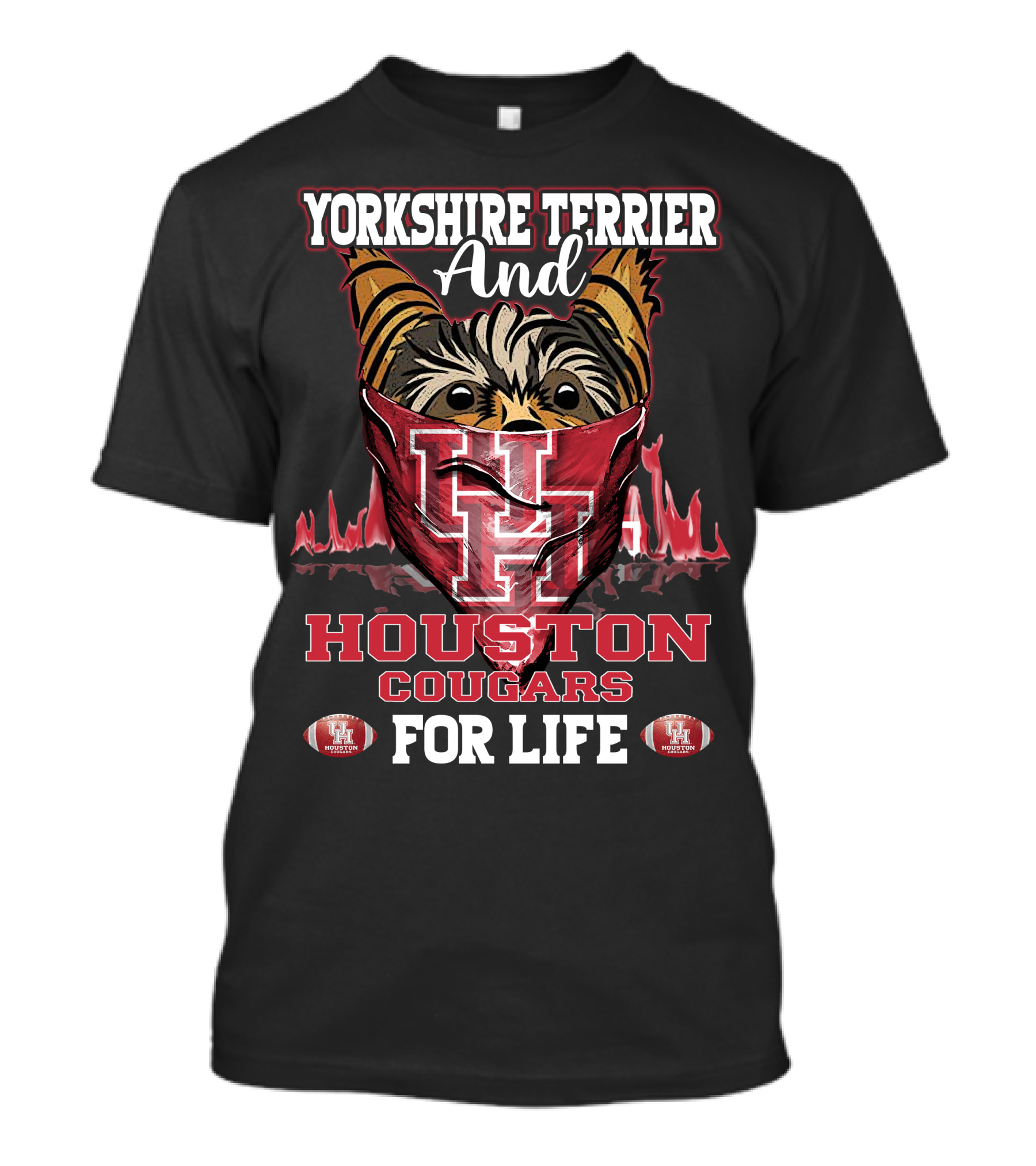Yorkshire Terrier And Houston Cougars For Life T-Shirt