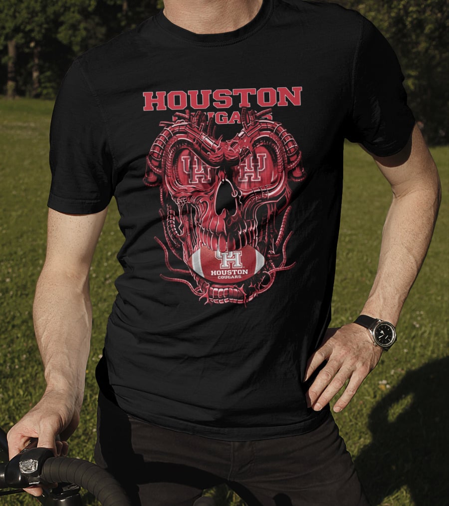 Houston Cougars Dragonskull Football T-Shirt