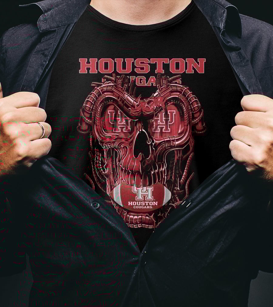 Houston Cougars Dragonskull Football T-Shirt