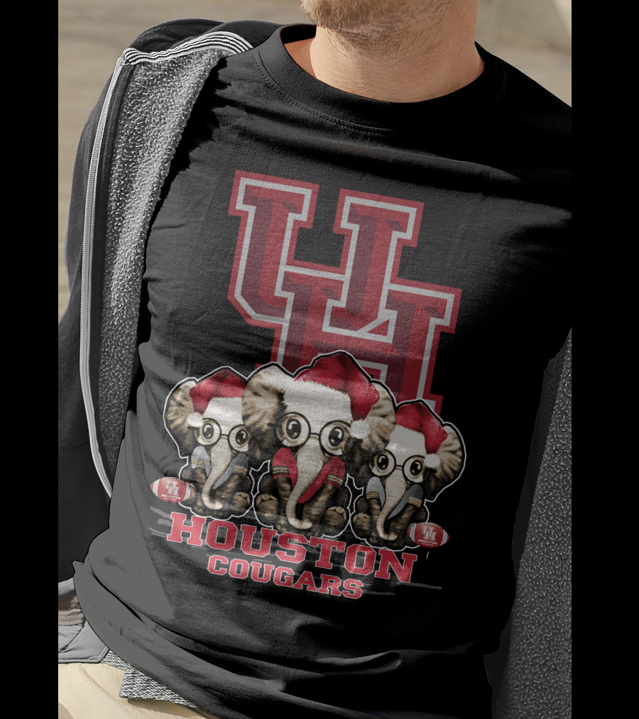 Houston Cougars Christmas Elephants T-Shirt