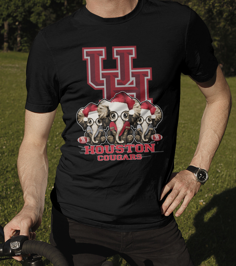 Houston Cougars Christmas Elephants T-Shirt