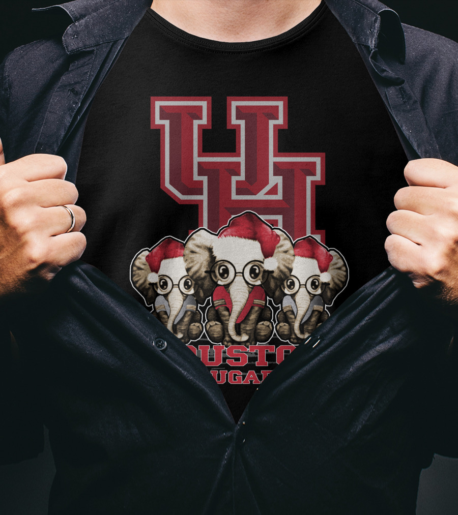Houston Cougars Christmas Elephants T-Shirt