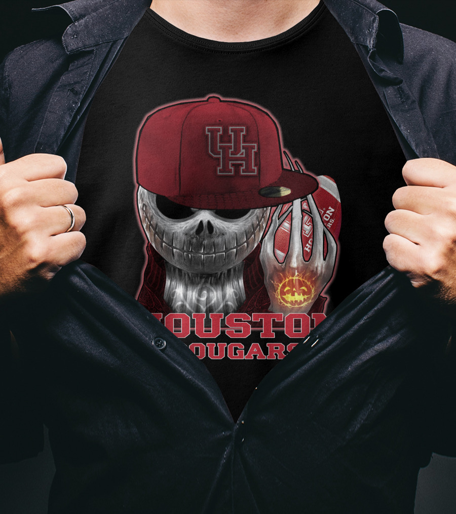 Houston Cougars Jackskull Halloween Spirit T-Shirt