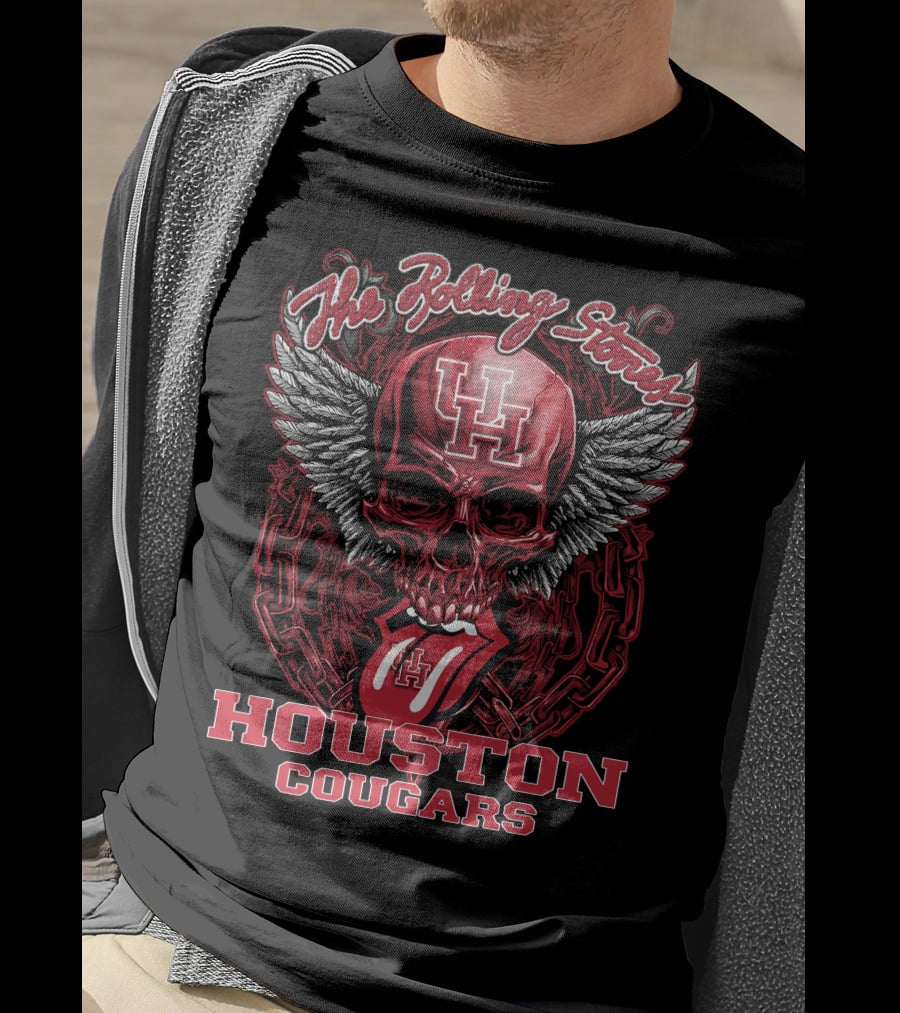 The Rolling Stones Houston Cougars Skull With Wings And Tongue T-Shirt
