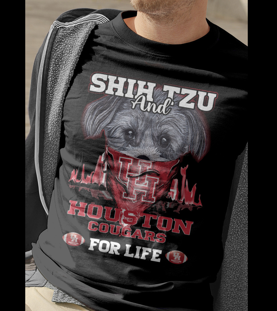 Shih Tzu And Houston Cougars For Life T-Shirt