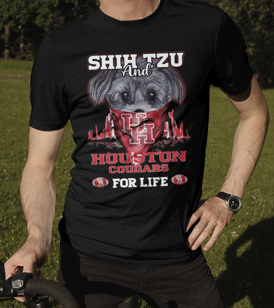 Shih Tzu And Houston Cougars For Life T-Shirt