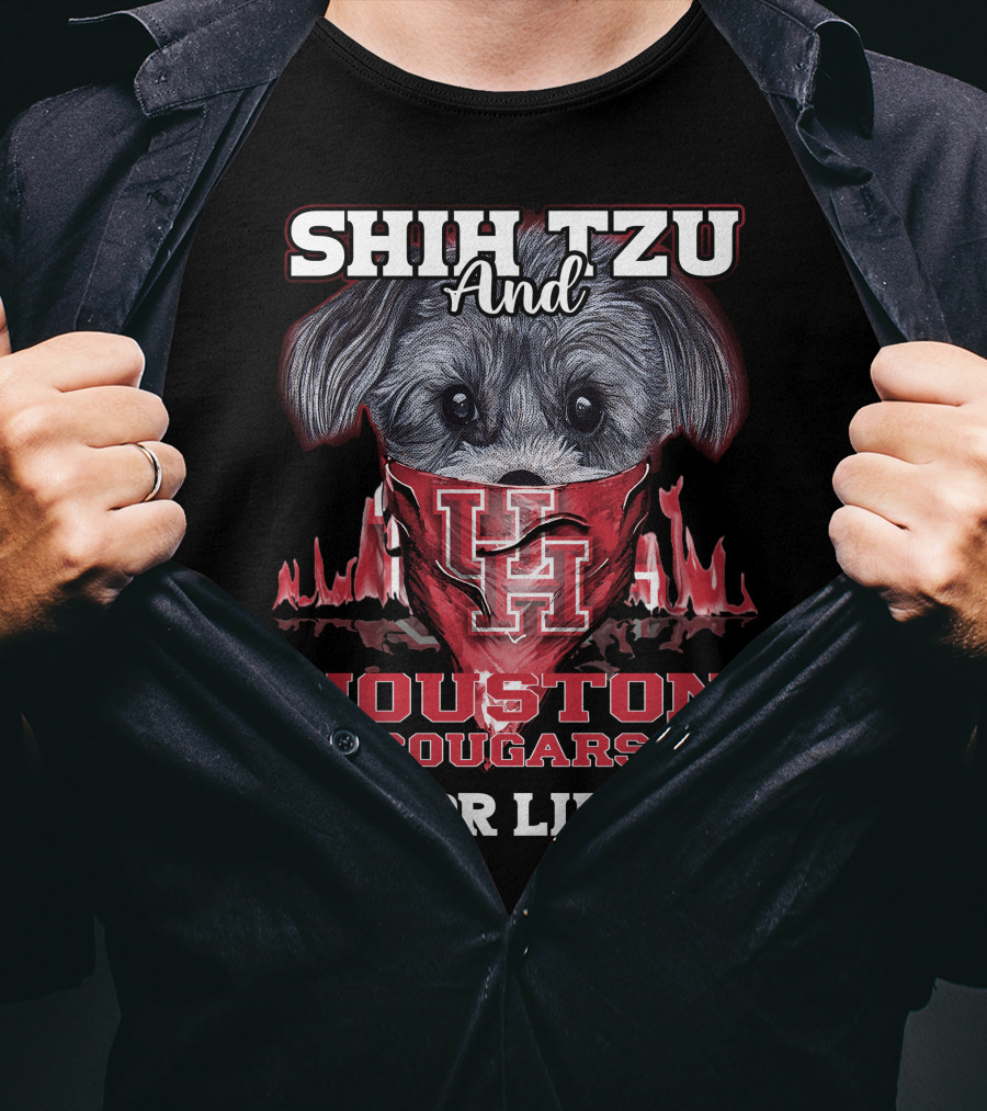 Shih Tzu And Houston Cougars For Life T-Shirt
