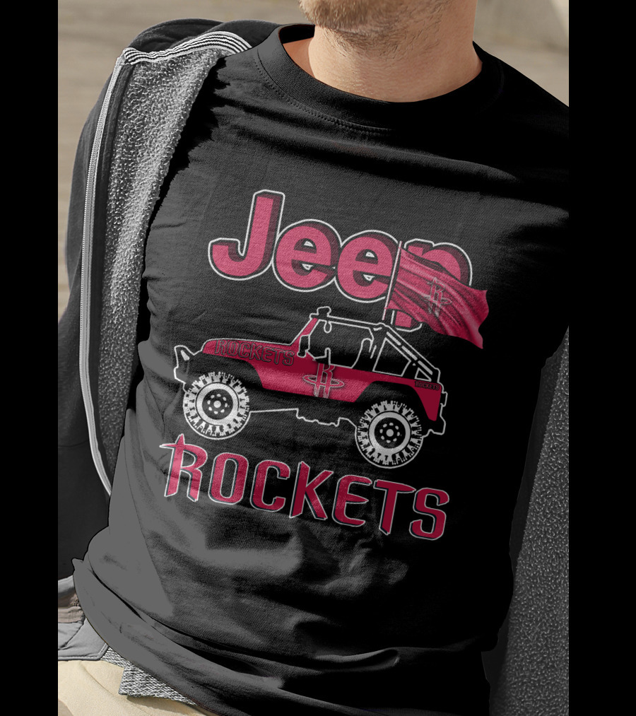 Jeep Houston Rockets Flag And Off-Road Vehicle T-Shirt