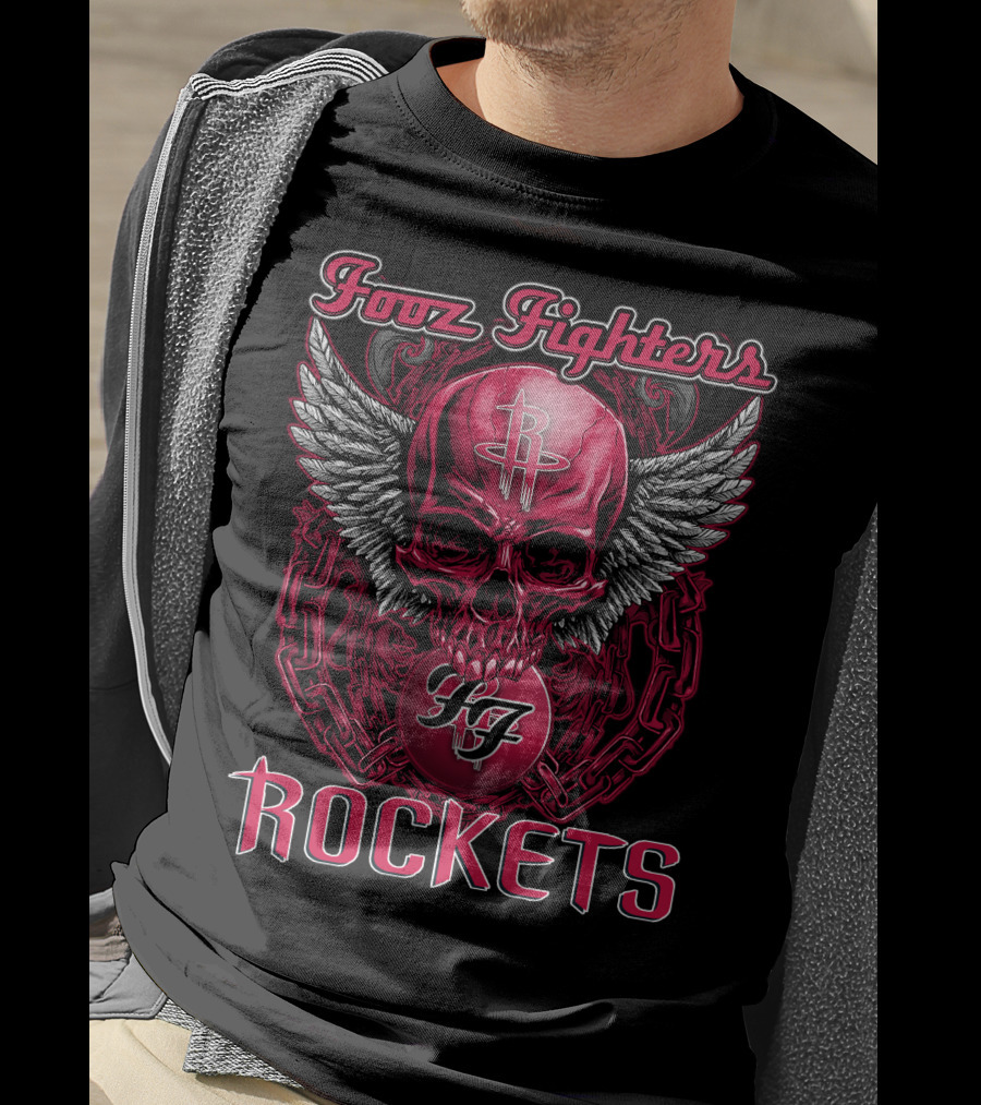 Foo Fighters Houston Rockets Winged Skull T-Shirt