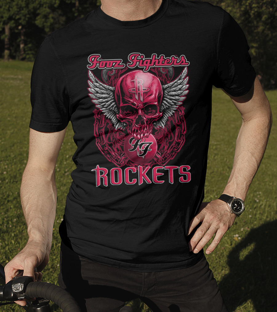 Foo Fighters Houston Rockets Winged Skull T-Shirt