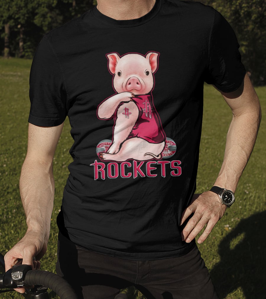 Pig In Houston Rockets Jersey With Rockets T-Shirt