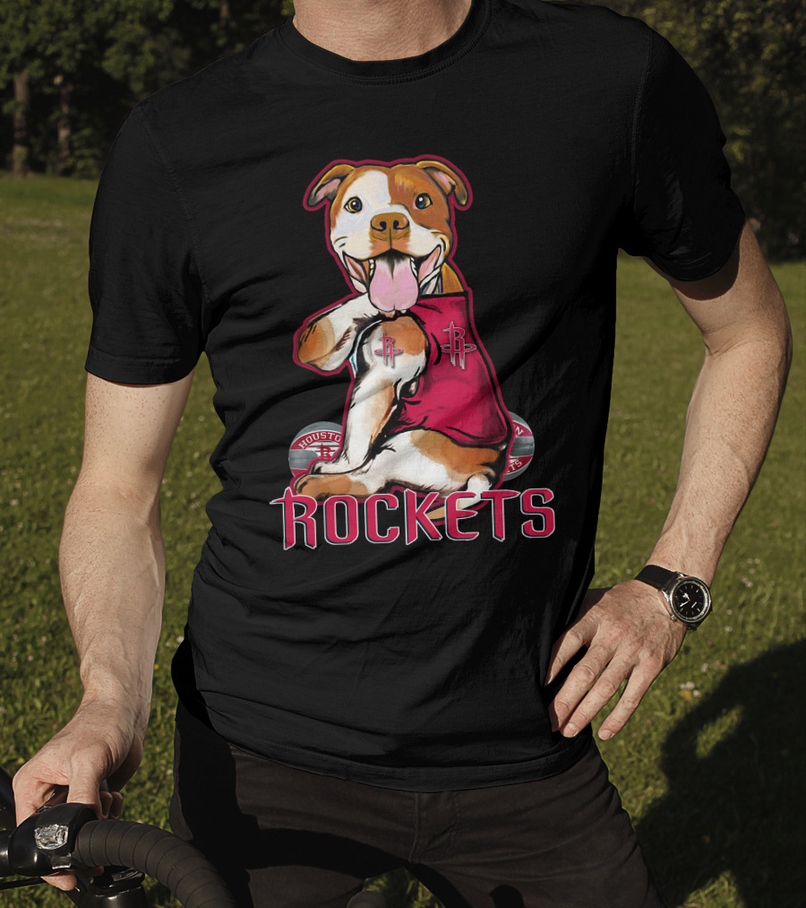 Pittbull Houston Rockets Basketball Team Mascot T-Shirt