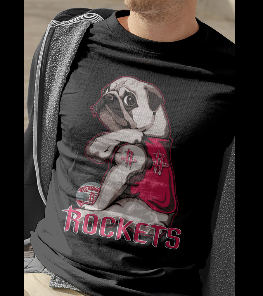 Houston Rockets Pug Wearing Logo Jersey T-Shirt