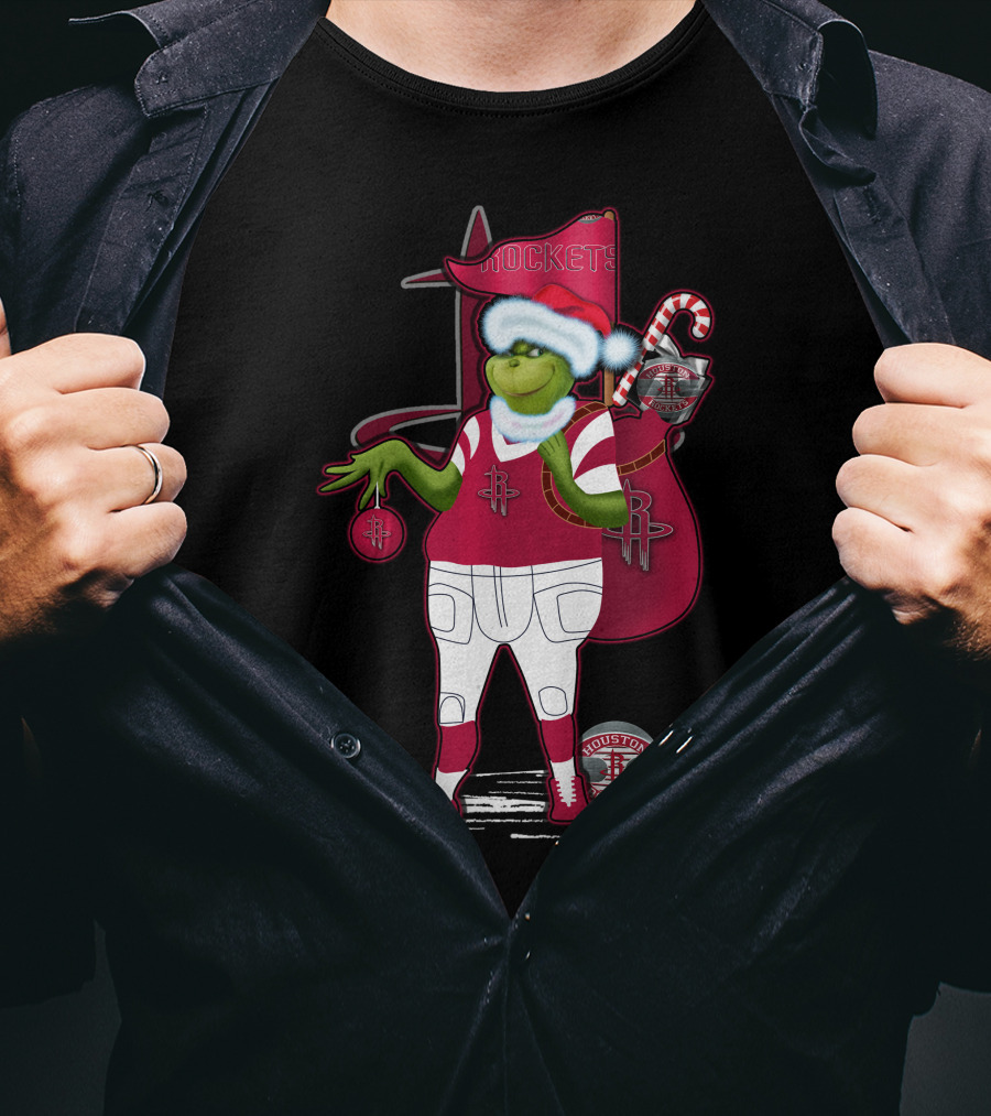 Grinchxmas Houston Rockets Holiday Santa Basketball T-Shirt