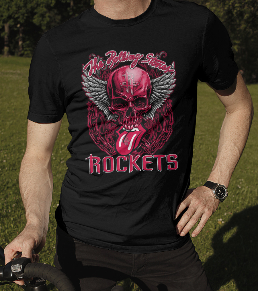 The Rolling Stones Houston Rockets Skull Wings Tongue T-Shirt