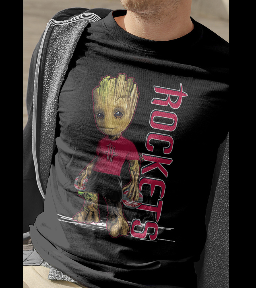 Groot Houston Rockets Basketball Character In Team Jersey T-Shirt