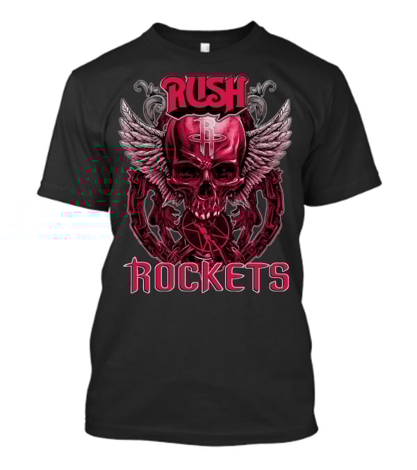 Rush Houston Rockets Skull With Wings And Chains T-Shirt