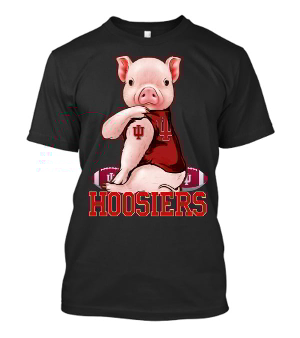 Hoosiers Pig With IU Jersey And Football T-Shirt