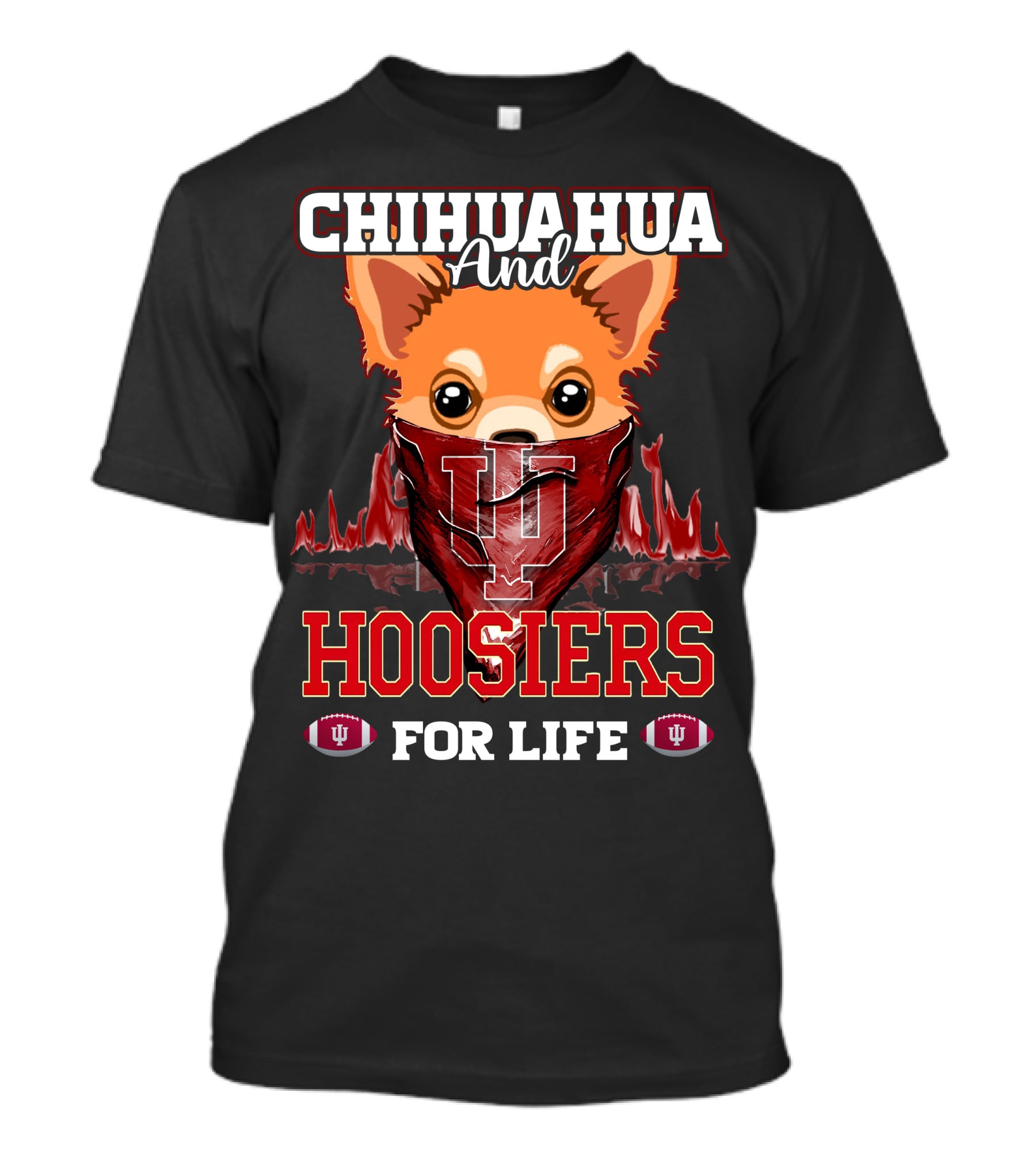 Chihuahua And Hoosiers For Life IU Indiana Football Fan Bandana T-Shirt