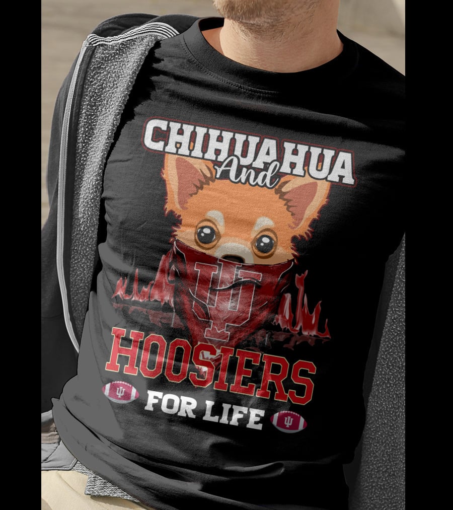 Chihuahua And Hoosiers For Life IU Indiana Football Fan Bandana T-Shirt