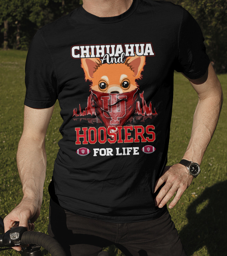 Chihuahua And Hoosiers For Life IU Indiana Football Fan Bandana T-Shirt