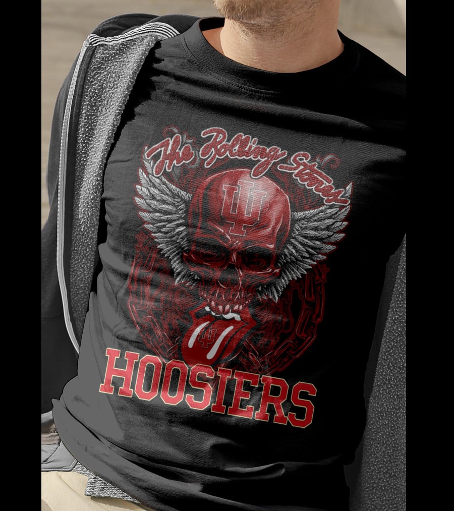 The Rolling Stones Indiana Hoosiers Skull Logo With Wings And Tongue T-Shirt