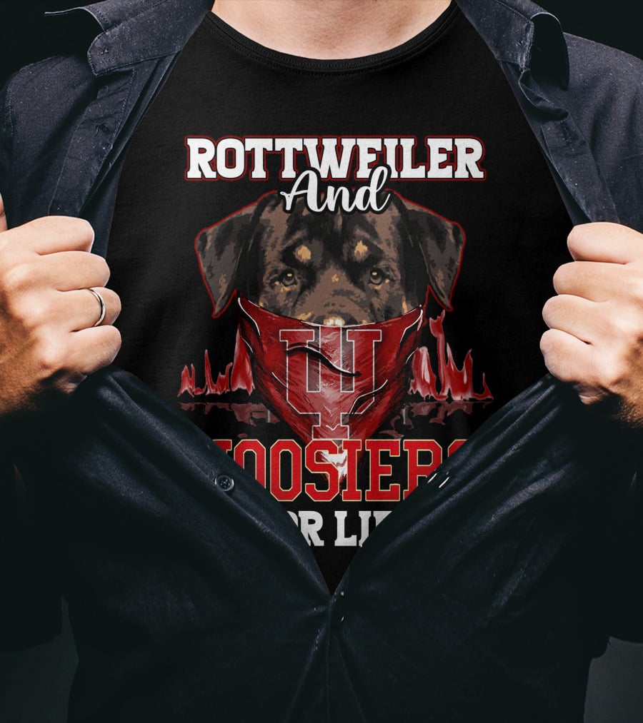 Rottweiler And Hoosiers For Life Indiana University IU Football Fans T-Shirt