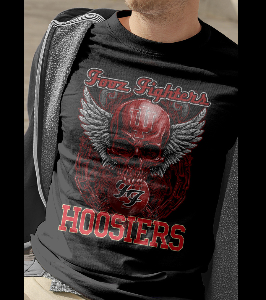 Foo Fighters Indiana Hoosiers Skull Wings IU T-Shirt