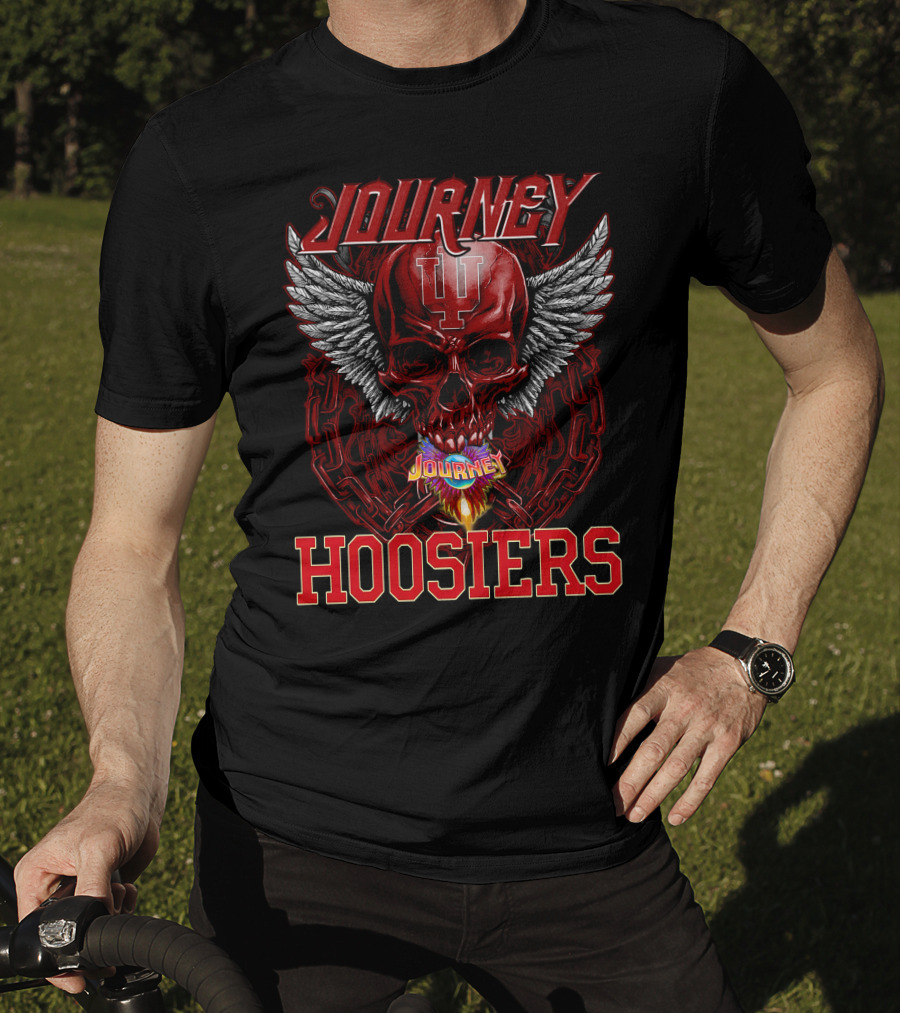 Journey Indiana Hoosiers Skull Wings Chains Flame T-Shirt