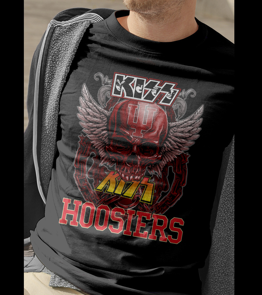 Kiss Indiana Hoosiers Skull Wings T-Shirt