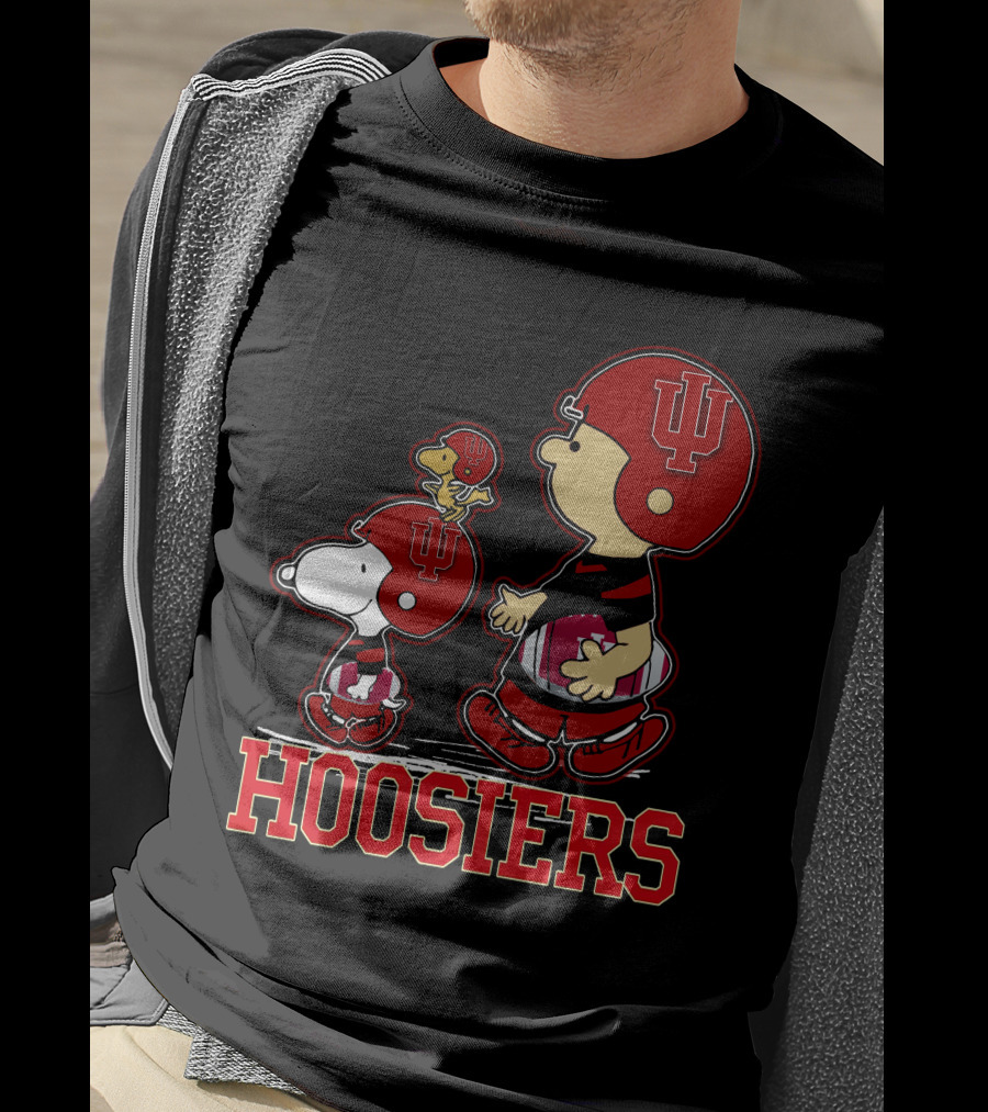 Snpfootball Indiana Hoosiers Peanuts Characters Iu Helmet T-Shirt