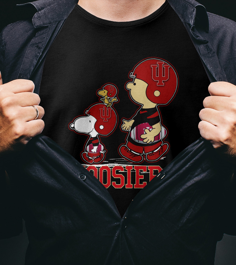 Snpfootball Indiana Hoosiers Peanuts Characters Iu Helmet T-Shirt