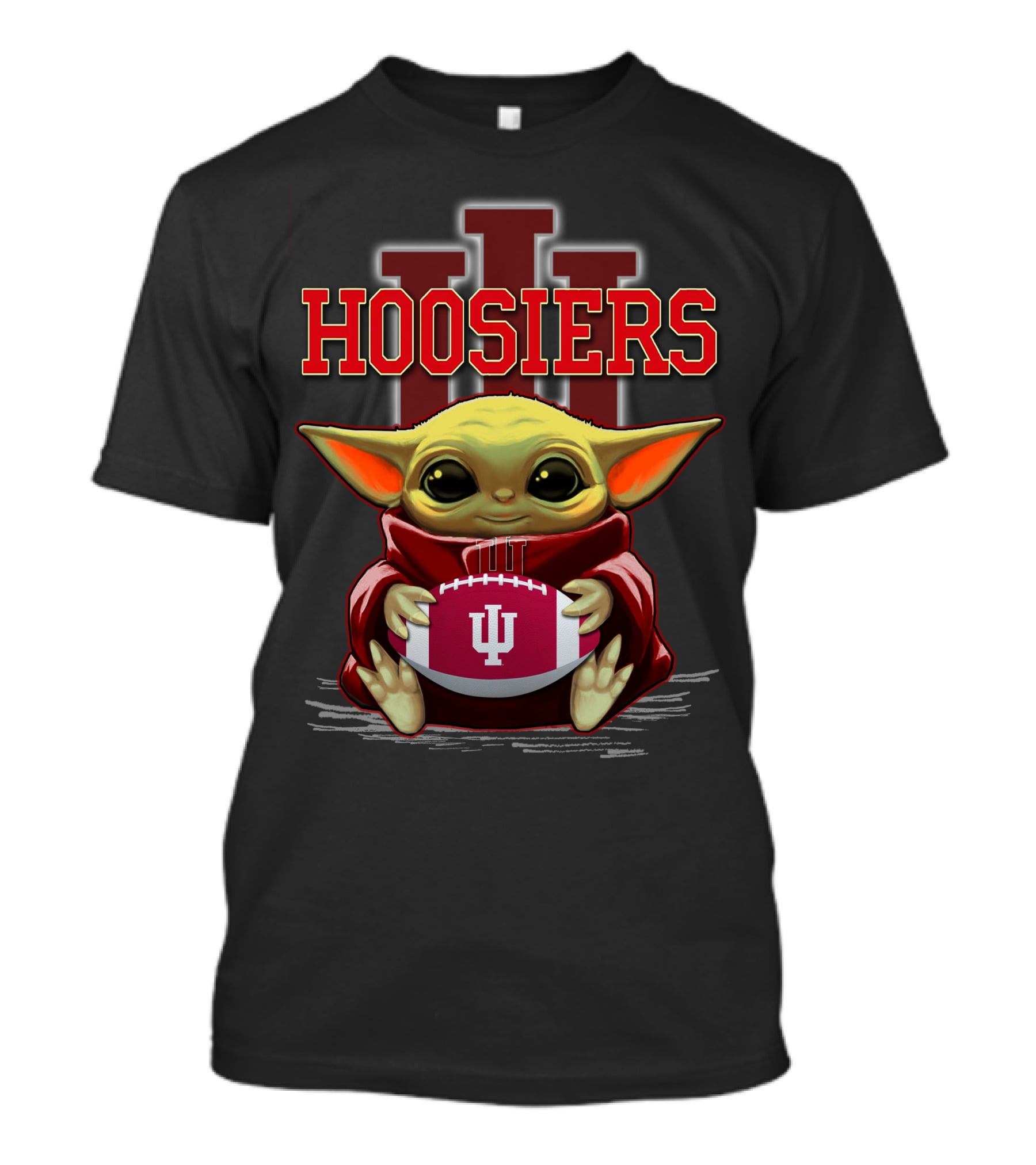 Yoda Holding Indiana Hoosiers Football With IU T-Shirt