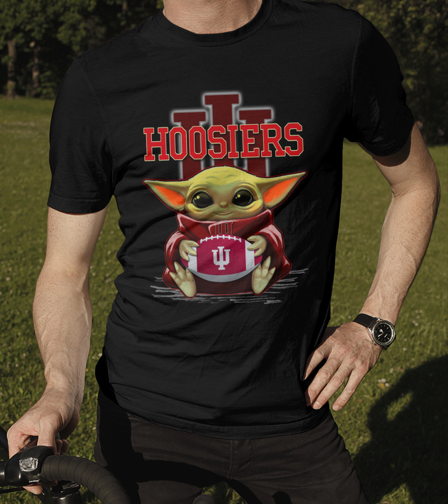 Yoda Holding Indiana Hoosiers Football With IU T-Shirt