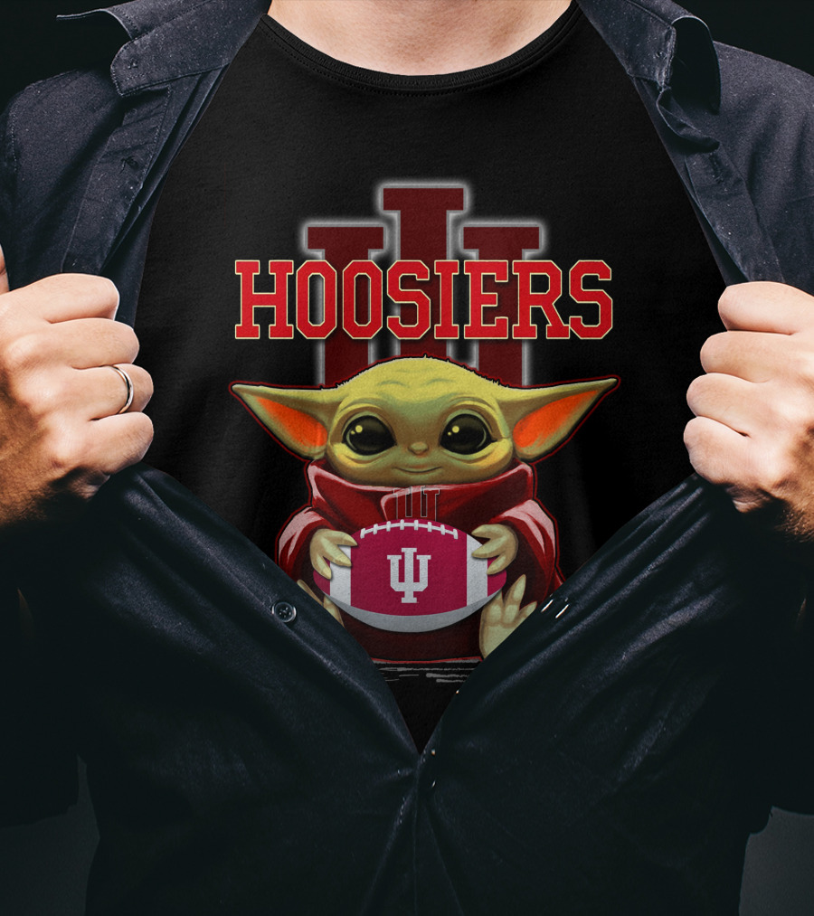 Yoda Holding Indiana Hoosiers Football With IU T-Shirt
