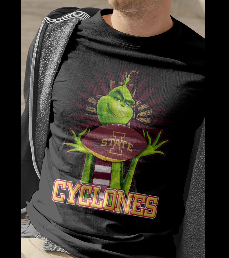 Grinch Holding Iowa State Cyclones Football T-Shirt
