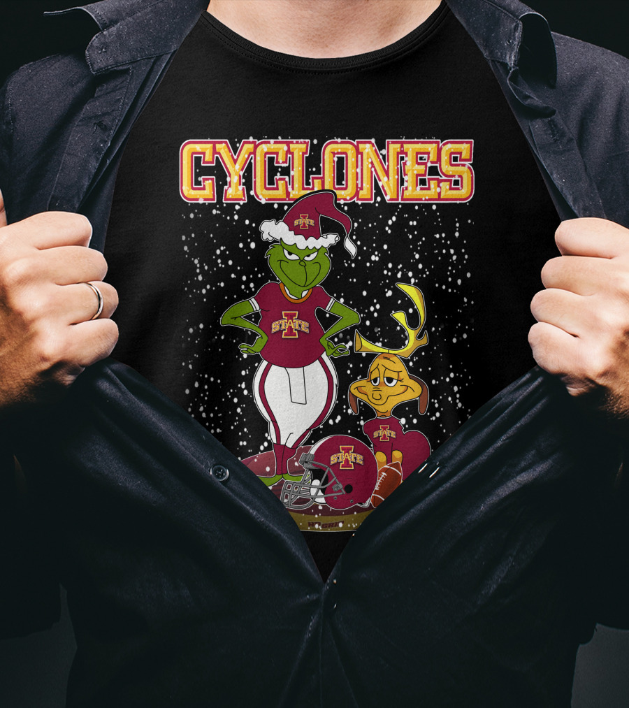 Grinchxmas Iowa State Cyclones Holiday Football T-Shirt