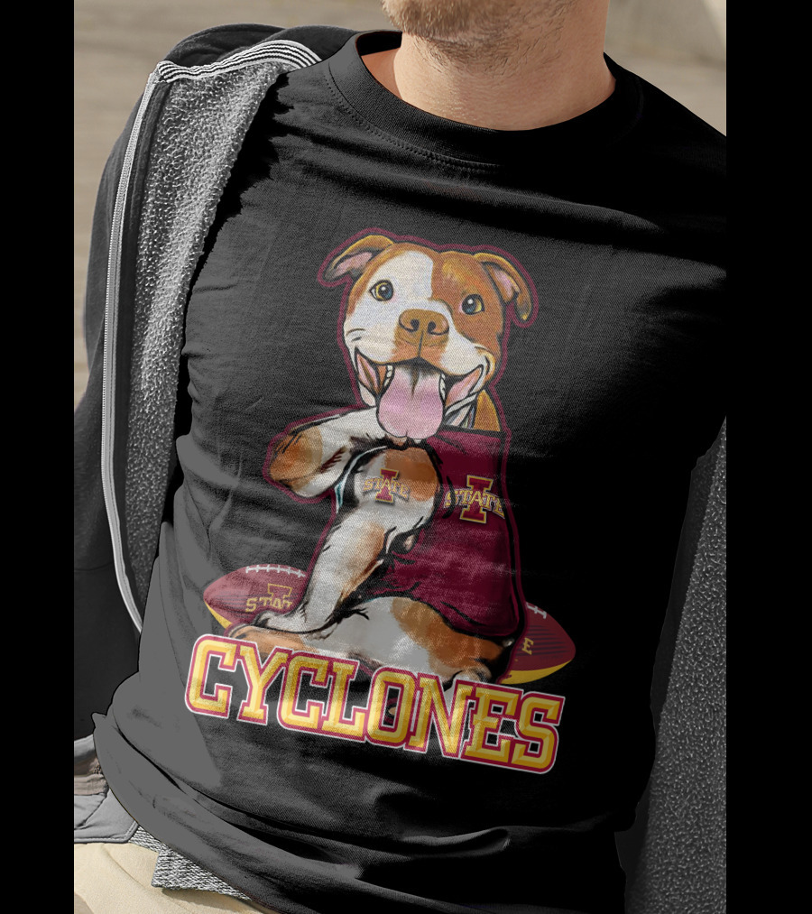 Iowa State Cyclones Pitbull With Football And Tattoos T-Shirt