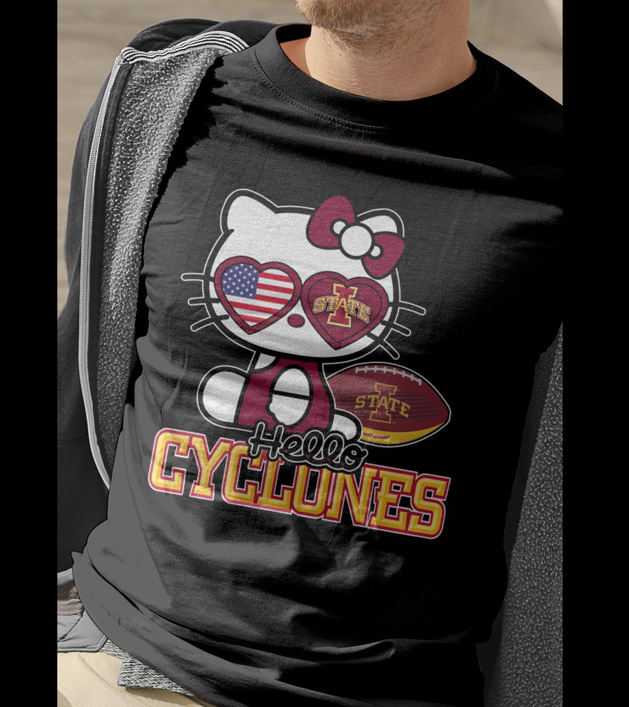 Hello Kitty Iowa State Cyclones Football American Flag T-Shirt