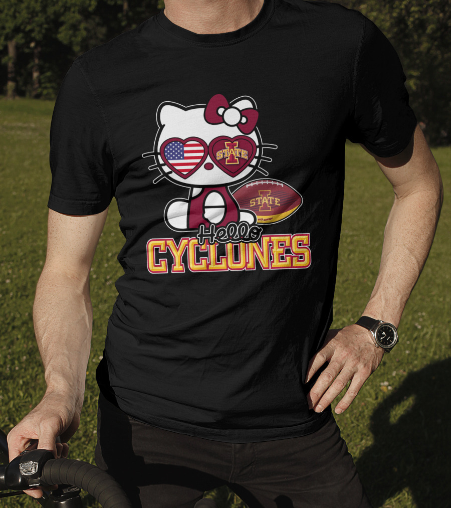 Hello Kitty Iowa State Cyclones Football American Flag T-Shirt