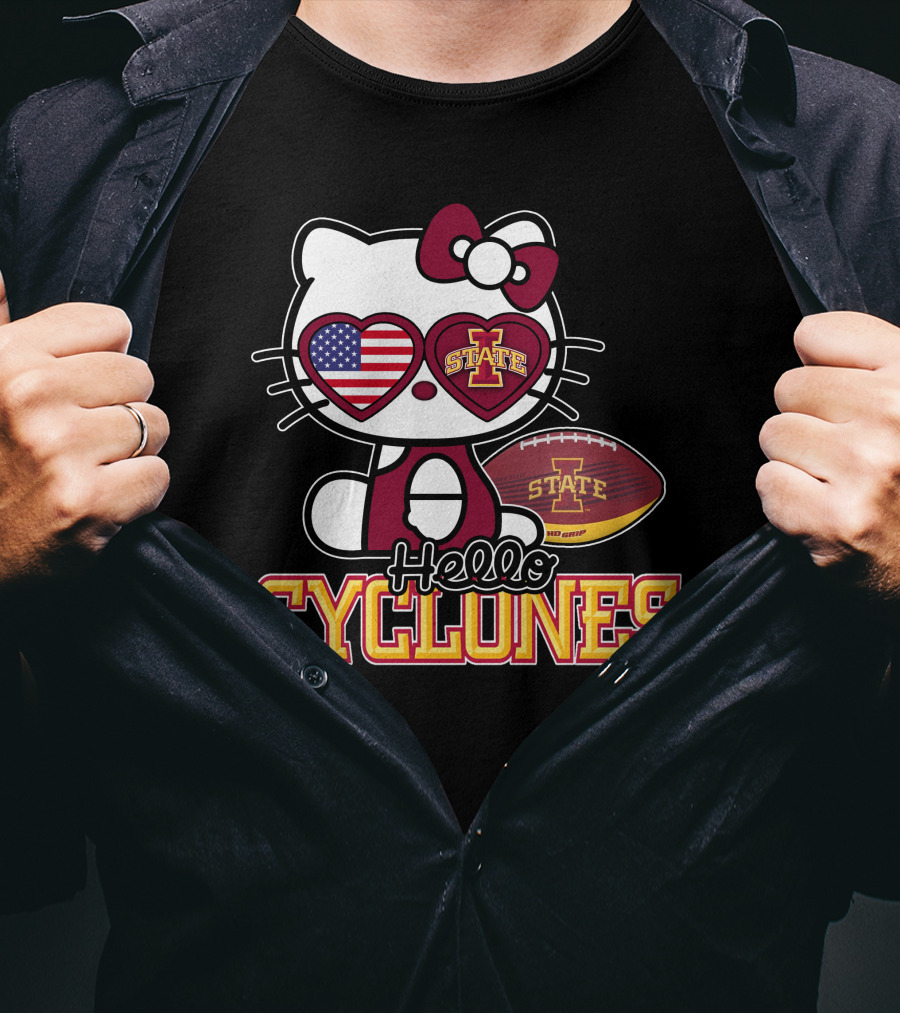 Hello Kitty Iowa State Cyclones Football American Flag T-Shirt